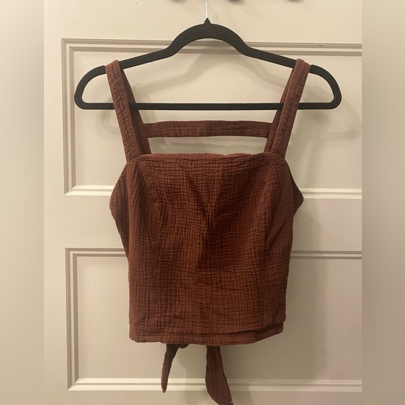 Anthropologie Reddish/Brown Cropped Tie Back Tank~Size Medium - Picture 1 of 6
